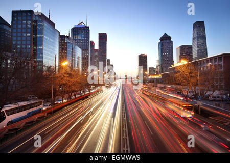 Beijing skyline at le quartier central des affaires. Banque D'Images