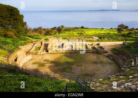 Théâtre grec, amphithéâtre de Tindari Sicile Banque D'Images