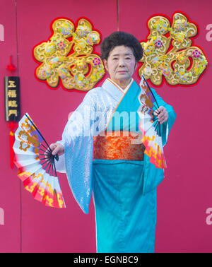 Danseur japonais effectuer au Nouvel An chinois qui a eu lieu à Las Vegas Banque D'Images