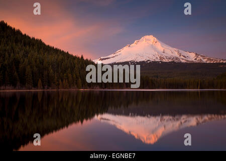 Définition du soleil sur le mont Hood de Trillium Lake, des cascades, de l'Oregon, USA Banque D'Images