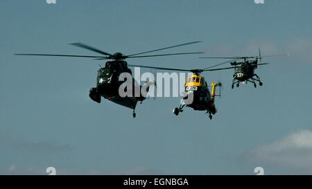 AJAXNETPHOTO. 1973. PORTSMOUTH, ANGLETERRE - Défilé aérien HELO - SEA KING DIRIGE UN WESSEX ET DE GUÊPES SUR LE PORT DE PORTSMOUTH. PHOTO:JONATHAN EASTLAND/AJAX REF:300561215 Banque D'Images