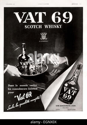 1936 Annonce "TVA" 69 Scotch whisky du Français "L'illustration" magazine. Banque D'Images