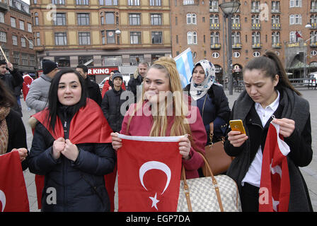 Copenhague, Danemark. 28 Février, 2015. Azerbaijanian turc et vivant au Danemark ont protesté contre l'Arménie affirmant que le Haut -Karabaki est un territoire de l'Azerbaïdjan occupés par l'Arménie. Crédit : François doyen/Alamy Live News Banque D'Images