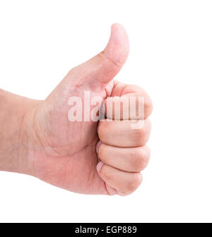 Coup de main de l'homme isolé sur fond blanc Banque D'Images