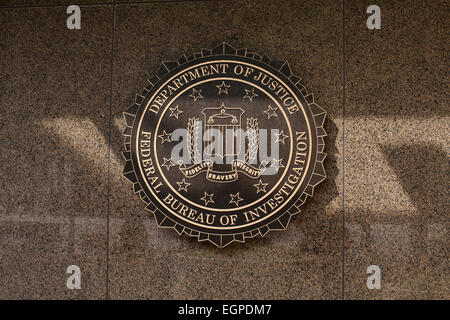 Sceau du Federal Bureau of Investigation (FBI) sur le J. Edgar Hoover building à Washington D.C. Banque D'Images