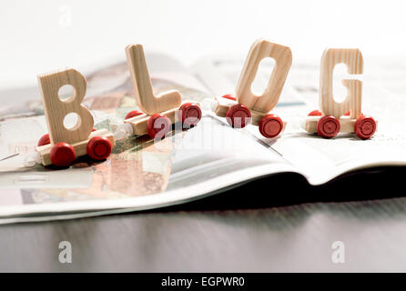 Word - Blog - en lettres en bois Banque D'Images