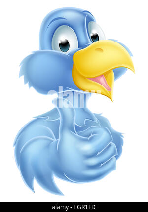 Bluebird blue bird cartoon mascot character donnant un coup de pouce Banque D'Images