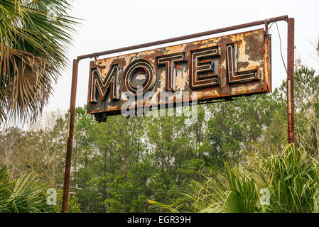 Néon rustique Motel Sign in Florida, United States Banque D'Images