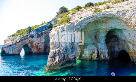 Grottes bleues sur l'île de Zakynthos, Grèce Banque D'Images