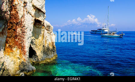 Grottes bleues sur l'île de Zakynthos, Grèce Banque D'Images