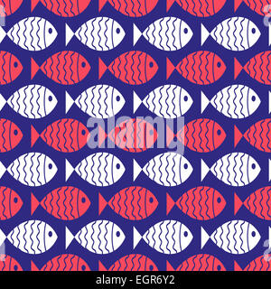Motif nautique transparente avec le poisson. Banque D'Images