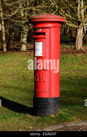 Une rouge, British Royal Mail post box dans le domaine de Newstead Abbey, Nottinghamshire, Angleterre. Au 1er mars 2015. Banque D'Images