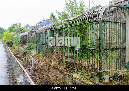 Cages négligé à un zoo. Banque D'Images