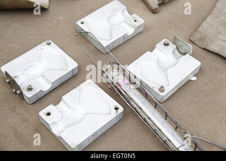 Vieux moules en métal, détail d'un metal industriel et l'industrie de la fabrication de moules, Banque D'Images