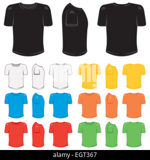 T-shirt homme graphique dans une variété de couleurs de base. Banque D'Images