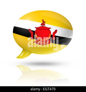 Drapeau Brunéi en trois dimensions dans une bulle isolated on white with clipping path Banque D'Images