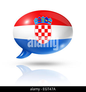 Drapeau de la Croatie en trois dimensions dans un speech bubble isolated on white with clipping path Banque D'Images