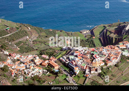 Vue sur le village d'Agulo, La Gomera, Canary Islands, Spain Banque D'Images