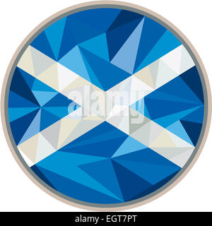 Illustration de style polygone faible Ecosse Scottish flag St Andrew's cross situé à l'intérieur du cercle sur fond isolé. Banque D'Images