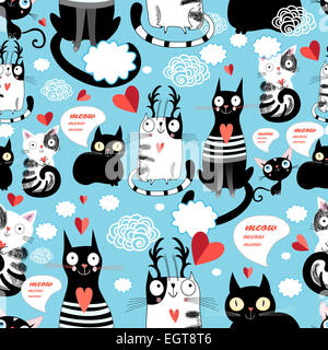 Transparente avec motif graphique cœurs amoureux des chats Banque D'Images