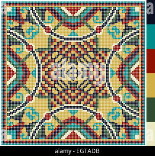 Motif carré géométrique pour cross stitch traditionnels ukrainiens Banque D'Images