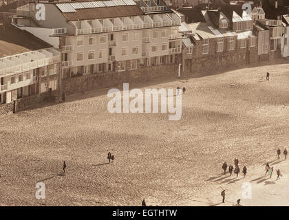 Appartements de luxe en front de mer sur la plage de Porthmeor St Ives Cornwall England Europe Banque D'Images