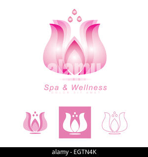 Logo Vector modèle d'une fleur de lotus pour un spa, wellness ou yoga studio Banque D'Images