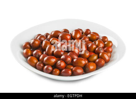 Assiette de jujube isolé sur fond blanc Banque D'Images