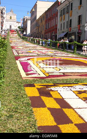 GENZANO, ITALIE - 17 juin : tapis de fleurs dans la rue principale le 17 juin 2012 à Genzano, Italie. Cet événement a lieu chaque année Banque D'Images