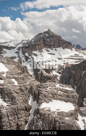 Plateau de la Groupe du Sella, à l'arrière de son plus haut sommet Piz Boè, Boespitze, 3152 m, vue depuis le sommet du Mont Cima Pisciadù Banque D'Images