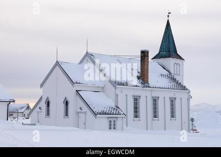 Église de neige, Honningsvåg, Magerøya, Nordkapp, comté de Finnmark, Norvège Banque D'Images