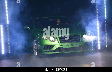 Genève, Suisse. 09Th Mar, 2015. La nouvelle Bentley GT Speed ios présenté à la 85e Salon International de l'Automobile de Genève au parc des expositions Palexpo à Genève, Suisse, 02 mars 2015. Le 85e Salon International de l'Automobile de Genève se déroulera du 05 au 15 mars 2015. Photo : FELIX KAESTLE/dpa/Alamy Live News Banque D'Images