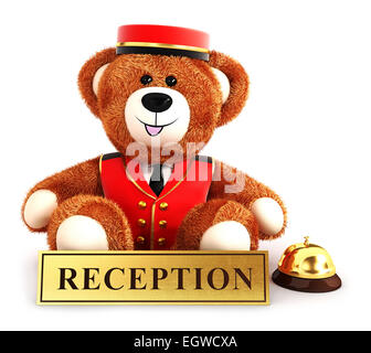 3d ours chasseur isolé, fond blanc, image 3D Banque D'Images