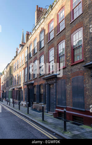 Terrasse géorgienne maisons sur Wilkes Street, Spitalfields, Londres Banque D'Images