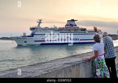 Bretagne voile ferry de Portsmouth Harbour Hampshire UK Banque D'Images