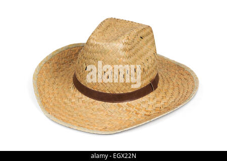 Straw cowboy hat isolated on white with clipping path Banque D'Images