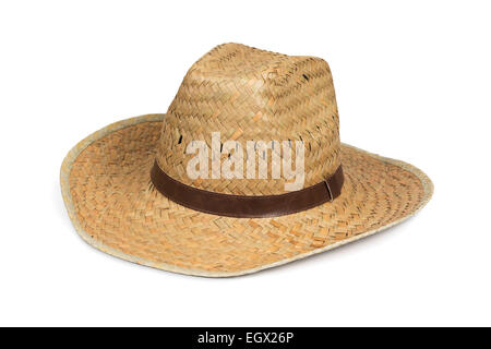 Straw cowboy hat isolated on white with clipping path Banque D'Images