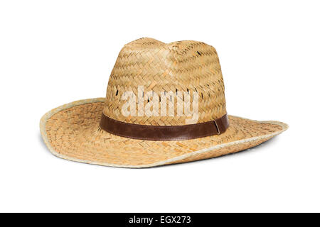 Straw cowboy hat isolated on white with clipping path Banque D'Images