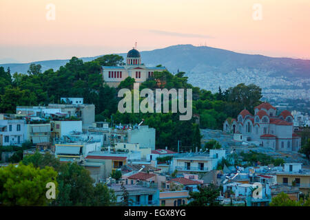 Les toits d'Athènes vue de l'Aréopage Hill, Grèce Banque D'Images