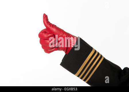 Sur les quatre anneaux d'or uniforme des officiers signal Thumbs up Banque D'Images