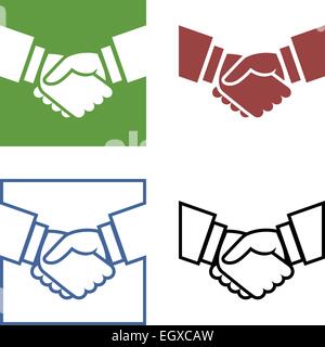 Ensemble de quatre icônes de styles différents handshake