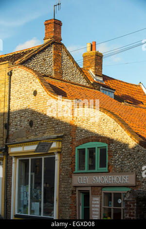 Le CLAJ Smokehouse, un magasin qui fume des poissons et fruits de mer, Norflk, UK. Banque D'Images