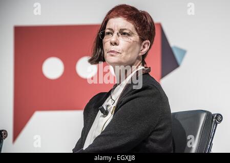 Barcelone, Espagne. 3 mars, 2015. L'Hospitalet de Llobregat, Catalogne, Espagne - MITCHELL BAKER, Présidente de la Fondation Mozilla, parle à un discours liminaire lors du Mobile World Congress 2015 à Barcelone Crédit : Matthias Rickenbach/ZUMA/ZUMAPRESS.com/Alamy fil Live News Banque D'Images