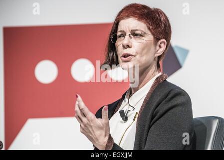 Barcelone, Espagne. 3 mars, 2015. L'Hospitalet de Llobregat, Catalogne, Espagne - MITCHELL BAKER, Présidente de la Fondation Mozilla, parle à un discours liminaire lors du Mobile World Congress 2015 à Barcelone Crédit : Matthias Rickenbach/ZUMA/ZUMAPRESS.com/Alamy fil Live News Banque D'Images