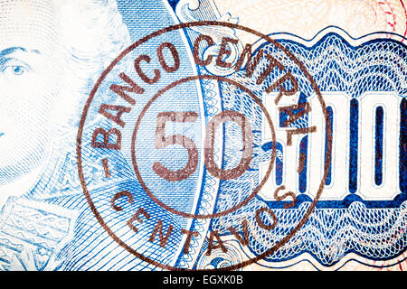 Cinq cents bleu Bill. Particulier d'un ancien billet de banque brésilienne Banque D'Images