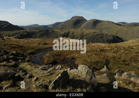 Grand Gable et Seathwaite est tombé de Glaramara. Après-midi d'automne lake district Banque D'Images