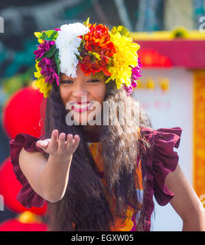 Danseur tahitien effectuer au Nouvel An chinois qui a eu lieu à Las Vegas Banque D'Images