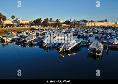 Port de plaisance de Faro en fin d'après-midi. Algarve Portugal Banque D'Images