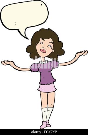 Cartoon woman taking louange avec bulle Illustration de Vecteur