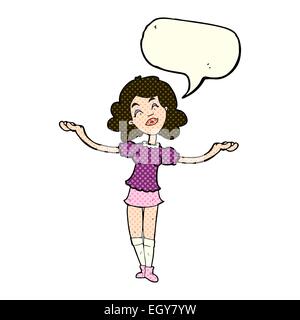 Cartoon woman taking louange avec bulle Illustration de Vecteur